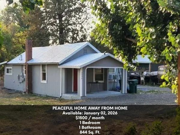 Small peaceful home with one bedroom and bathroom available for rent.