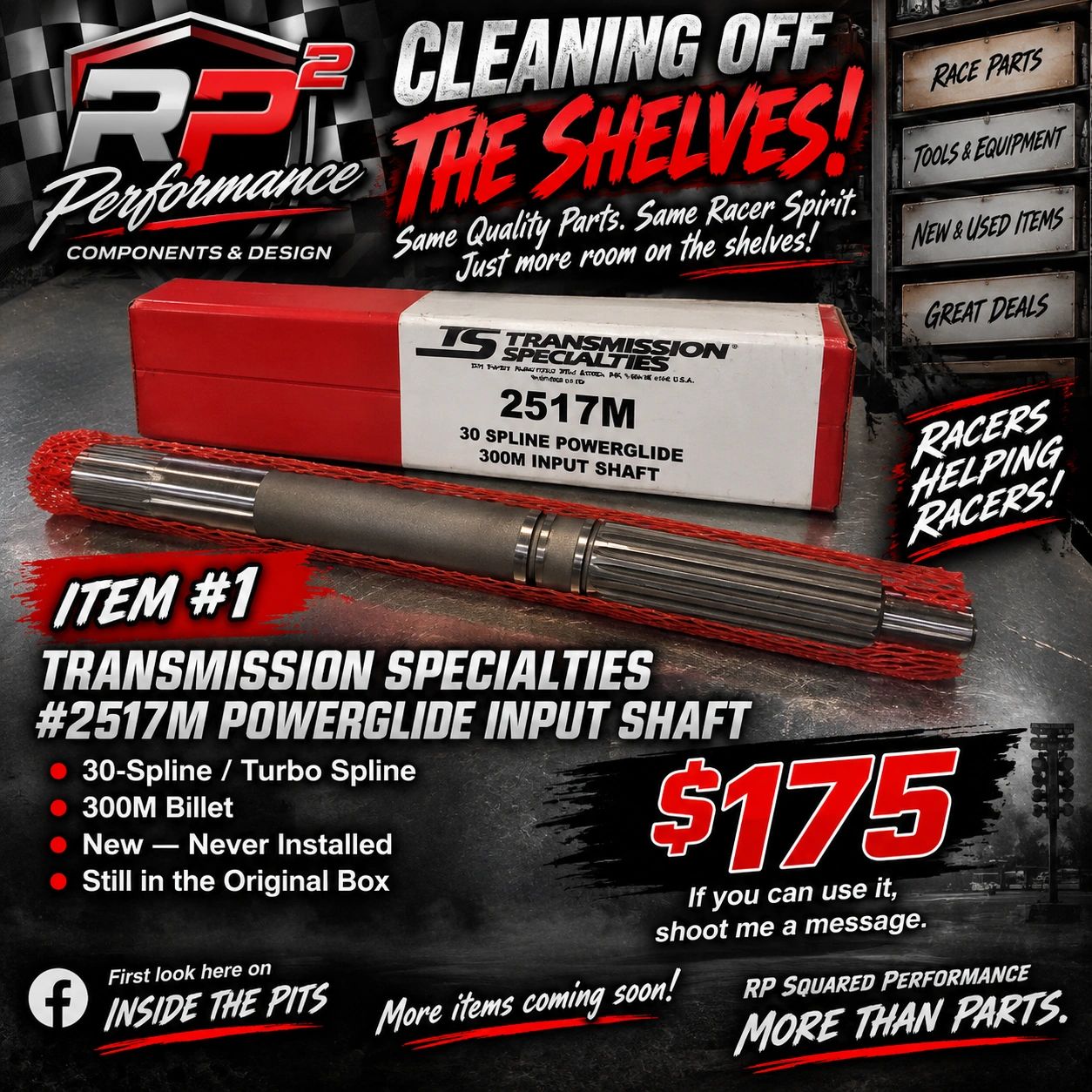 Transmission Specialties #2517M Powerglide Input Shaft for $175.
