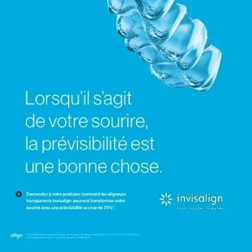 Publicité Invisalign sur le sourire et l'alignement dentaire.