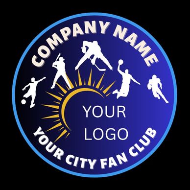 Sports themed circular fan club logo.