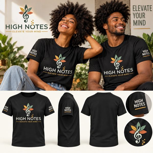 Two people wearing black High Notes logo t-shirts.