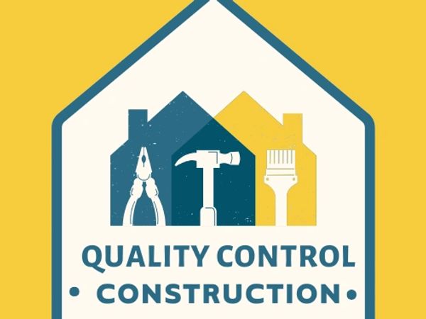 Logo showing tools inside house shapes with 'Quality Control Construction' text.