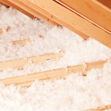 Loose fill insulation in an attic space.