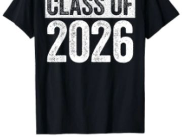 Black T-shirt with "Class of 2026" in bold white letters.