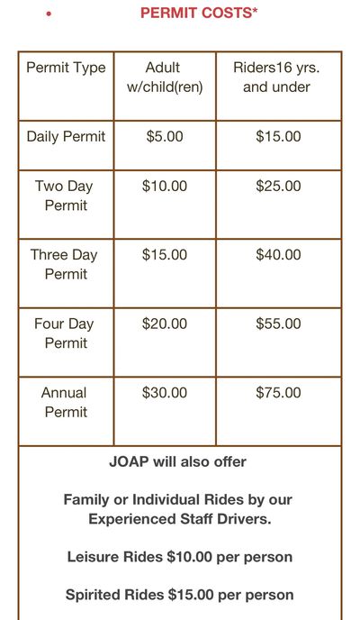 You can pick up a permit at the James Outdoor Adventure Park entrance gate.