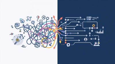 Chaos transforming into organized data flow.