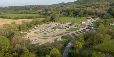 Aerial view of Blue Ridge RV Resort in Morganton GA, a scenic GA camping spot.