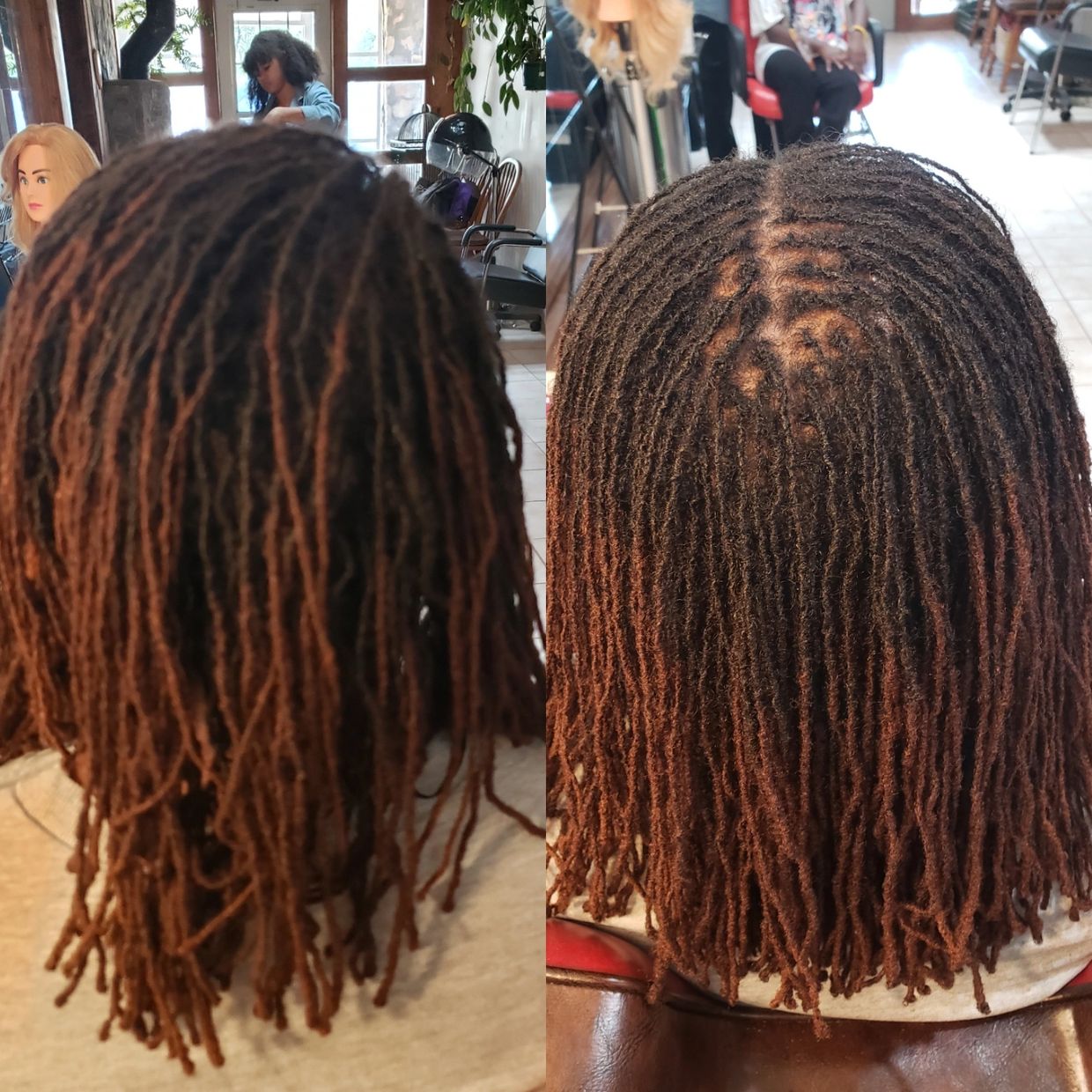 Before and After Sisterlocks ®️ retightening