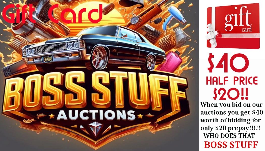 Purchase a Gift Card today and when you bid on our auctions OR purchase anything on our website you 