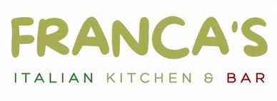 Logo for Franca's Italian Kitchen &amp; Bar with olive green and red text.