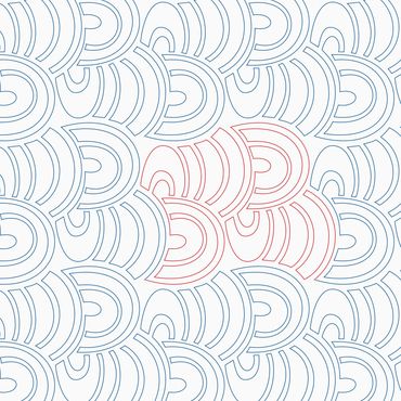 A pattern of overlapping arcs with one section highlighted in red.