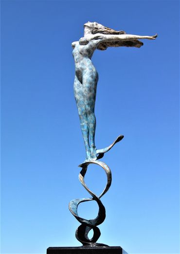 Air nude bronze statue.