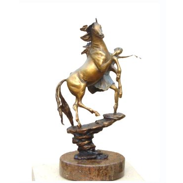 Dancer and horse female / equine bronze sculpture
