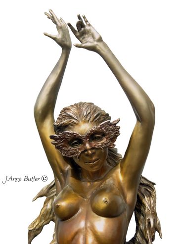 Phoenix nude female form bronze sculpture. 52" / 132 cm high.