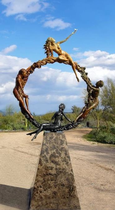 The Seasons - life-size bronze of four female figures.25" 132cm excluding base