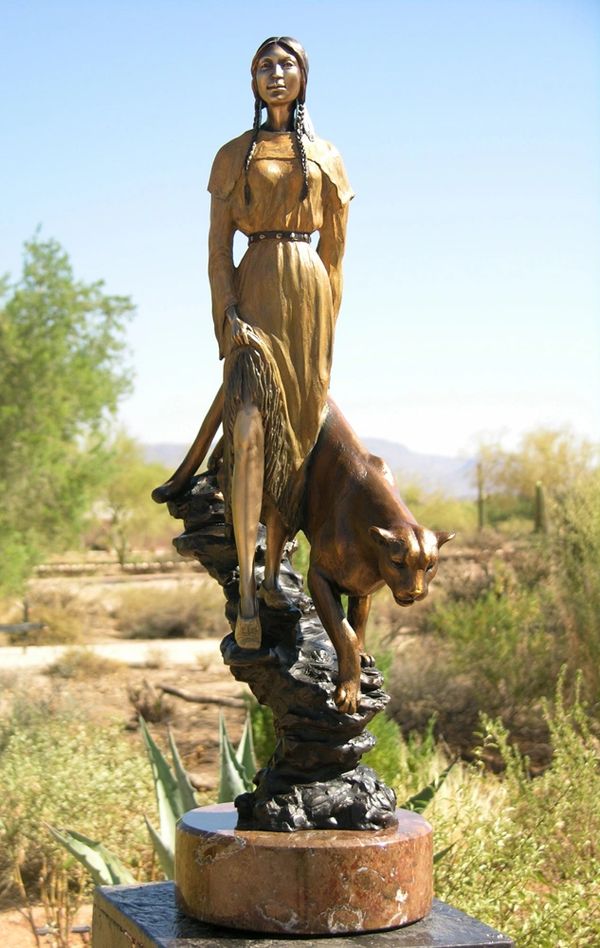Mountain Pride Native American sculpture.
28" / 71 cm high