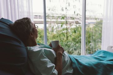 Grandparent alone in the hospital.