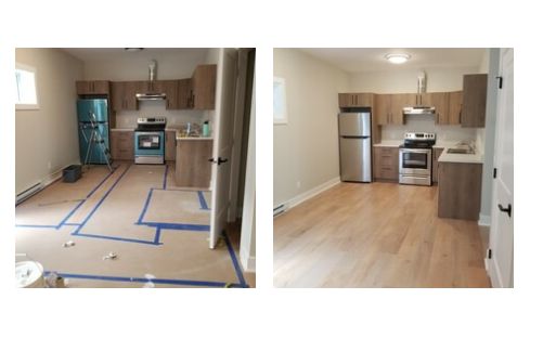 Post-construction clean — room cleared and spotless after build