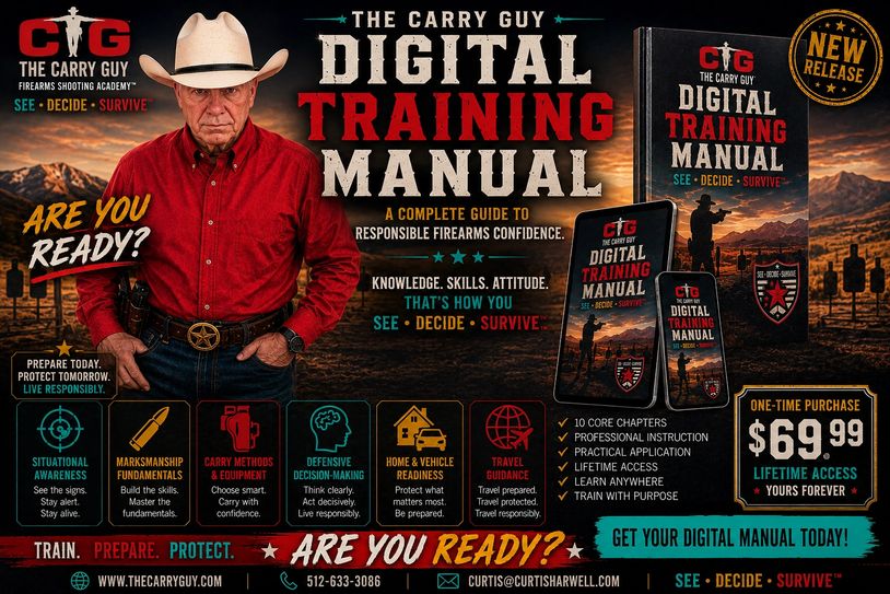 The Carry Guy Digital Training Manual promoting responsible firearms confidence.