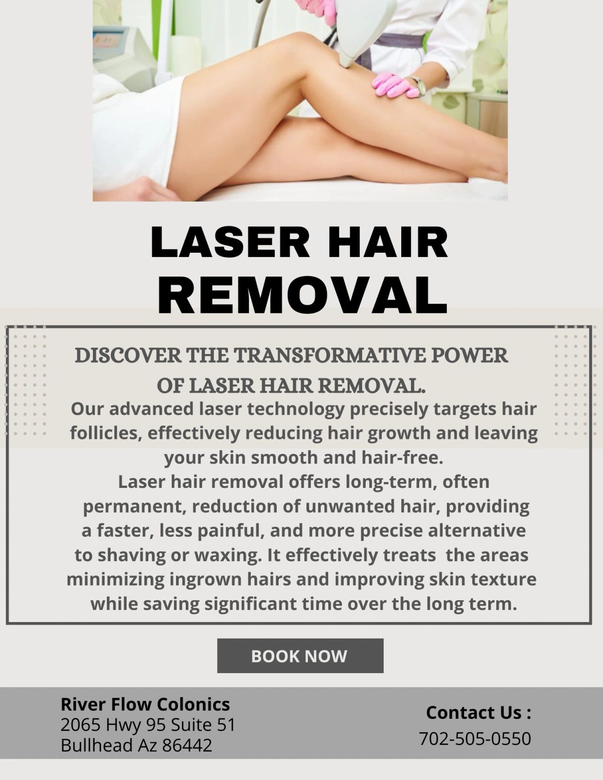 Laser hair removal treatment on smooth legs in a spa setting.