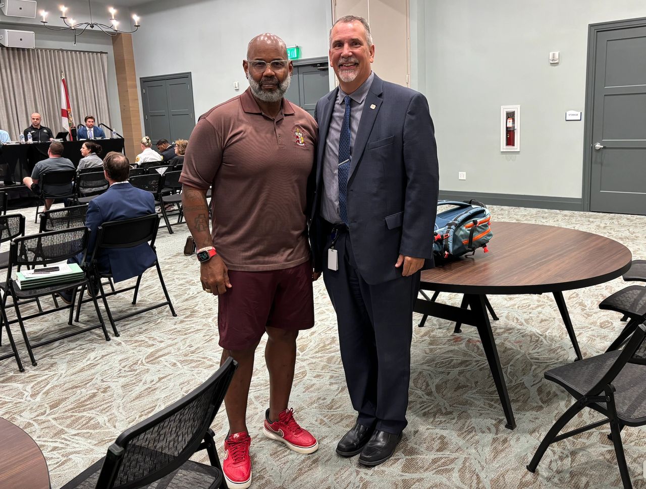 EAB member Dr. Christopher A. Tompkins, Sr. and PBC Chief of Facilites management for the School District, Mr. David Dolan