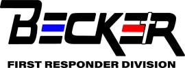 Becker First Responder Division logo with red, white, and blue colors.