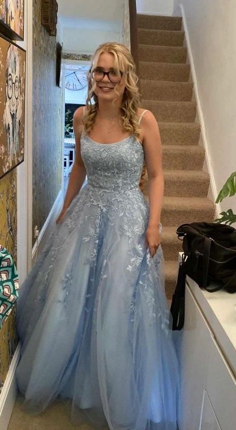 sachin and babi light blue dress Floral lace long dress with metal beads main image 1