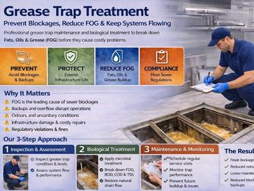 grease trap program and maintenance product treatments reduce FOG reduce blockage reduce maintenance