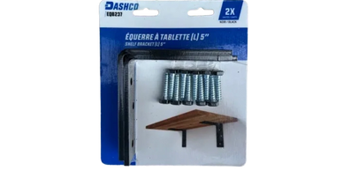 Ensemble de fixation à tablette Dashco, boulons et équerre noire