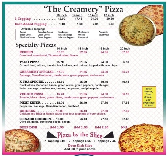 Menu The Creamery