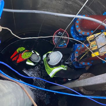 Replacement of obsolete pumps and pipework inside a confined-space pumping chamber.