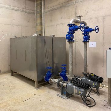 Bespoke stainless steel foul water tank installation for Vauxhall project.