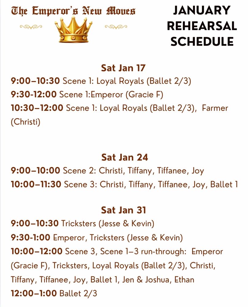 Subject to change. Check often. 