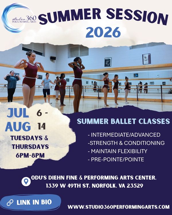 Group of ballet dancers practicing in studio for summer session 2026.