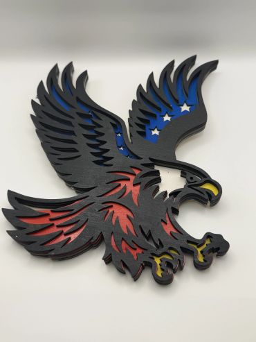Patriotic eagle wall art with US flag colors.
