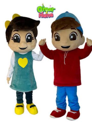 Omar and Hana Islamic cartoon Mascot costumes available for hire all parties and birthdays London