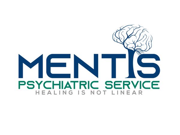 Logo for Mentis Psychiatric Service with a brain-tree design.