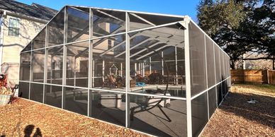Screened pool enclosure lanai newly built and freshly rescreened. Mount Pleasant SC.