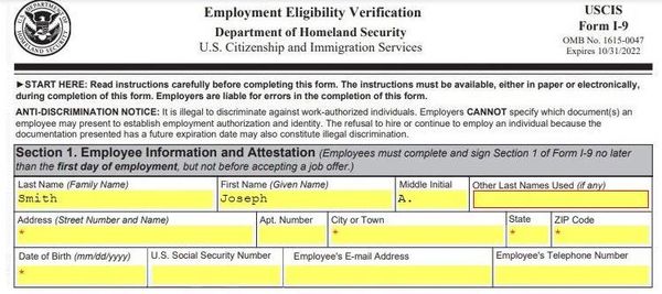 I-9 Fillable Form