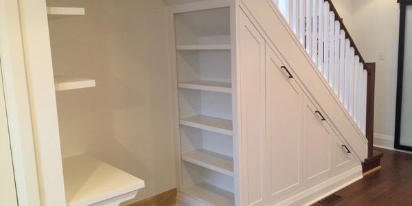 Under Stair Pull Out Cabinets and Desk