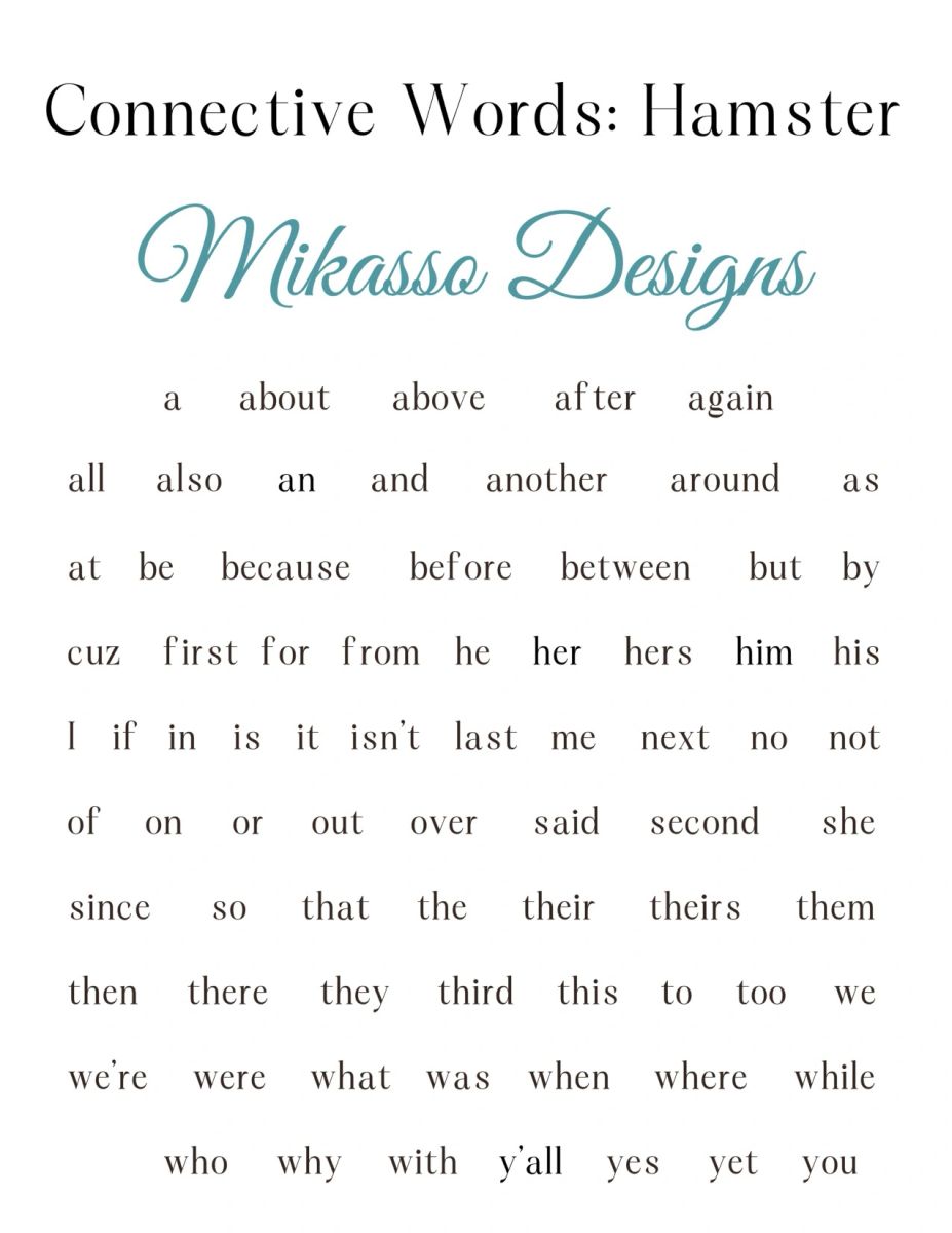 Connective Words Hamster Font Pre-cut Ephemera