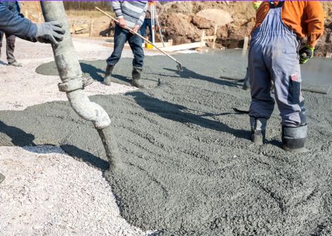 Pouring ready-mix concrete