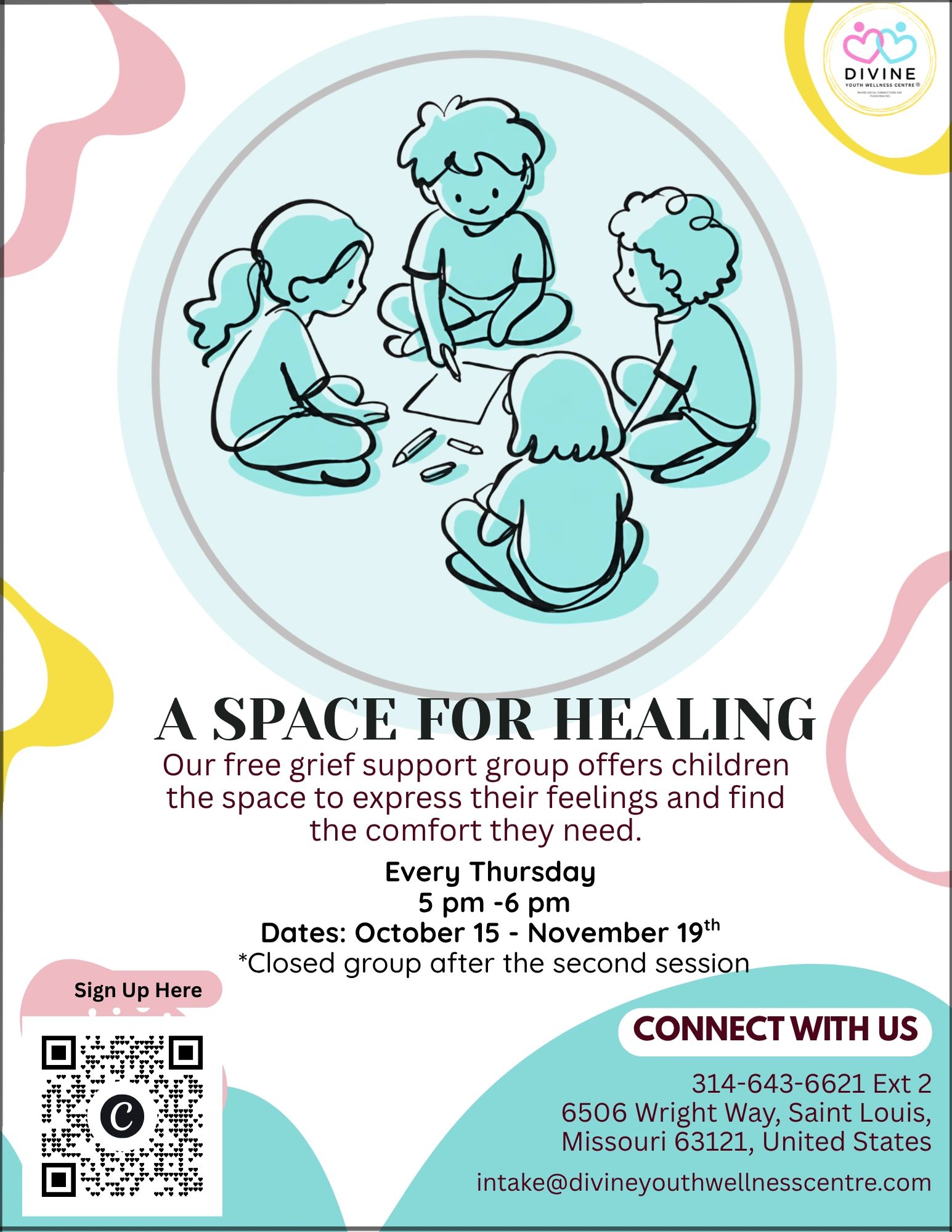 Free grief support group for children every Thursday in Saint Louis.