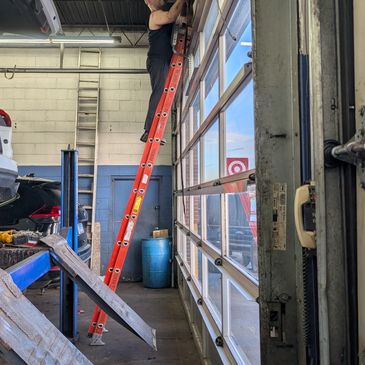 Tension spring changed on 30 ft bay door single man