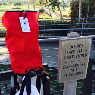 Because we are not allowed to bring clubs in the Pro shop, they have to be left outside unprotected.