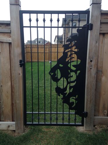 custom lions head gate installed