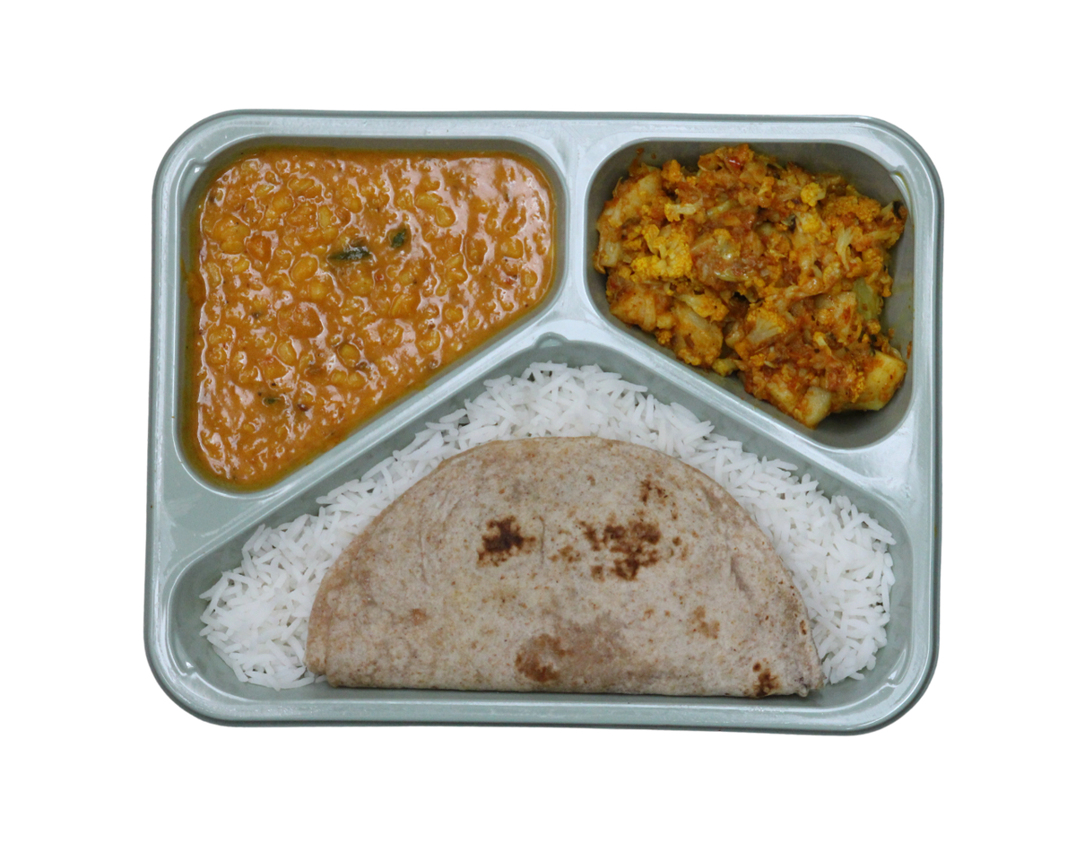 Dal Fry, Adraki Gobi, Chapati & Rice Thali (450g approx.)