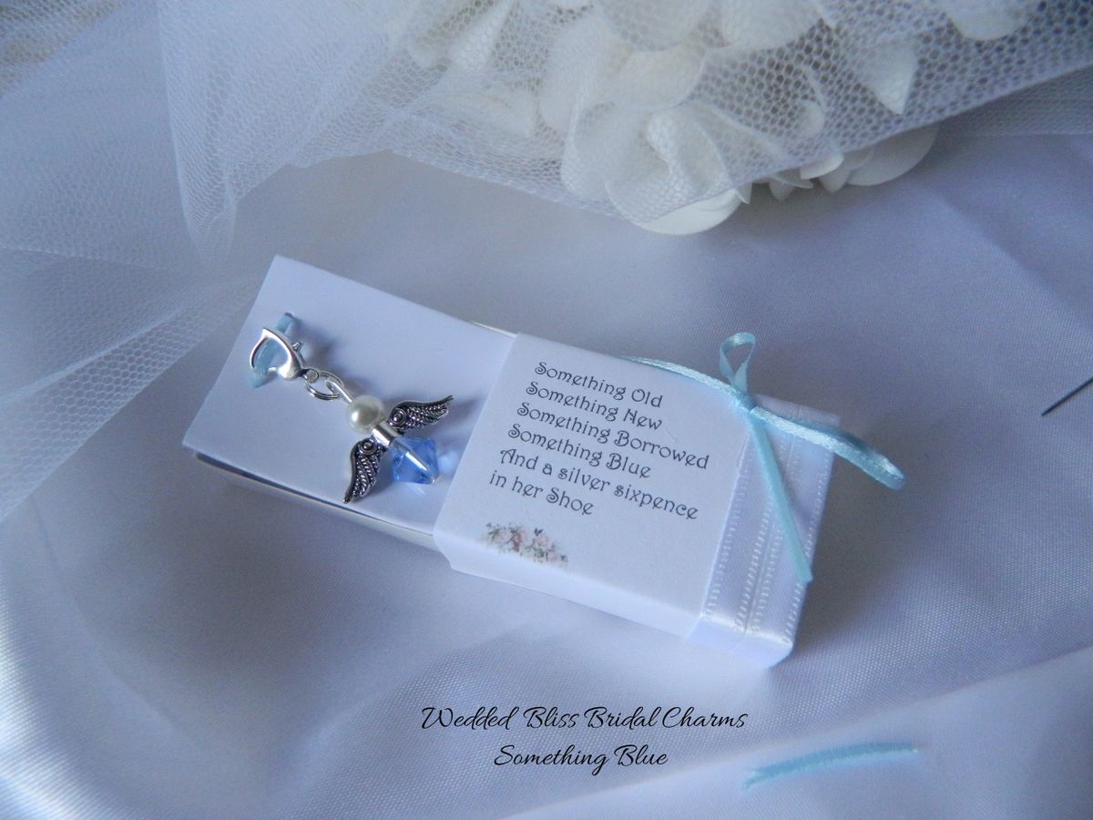 Bridal Bouquet Guardian Angel charm-Something Blue -Bride's Gift- Angel  Wedding