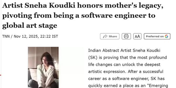 Artist Sneha Koudki transitions from software engineering to global abstract art.