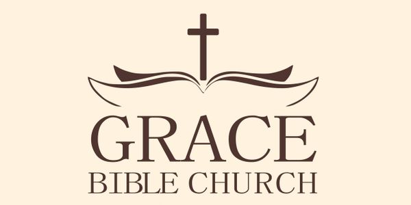 Logo of Grace Bible Church with a cross and an open book.